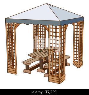 Table outdoor icon wooden illustration chair picnic vector bench flat park Stock Vector