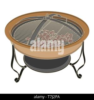 Grill bbq vector barbecue illustration fire steak meat food grilled Stock Vector