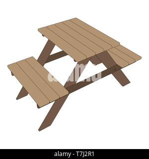 Table picnic icon, vector outdoor background illustration, park wooden bench Stock Vector