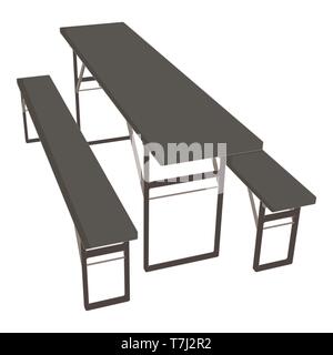 Table picnic icon vector, outdoor background illustration, park wooden bench Stock Vector