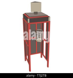Phone booth telephone London vector box red illustration English icon England old isolated Stock Vector