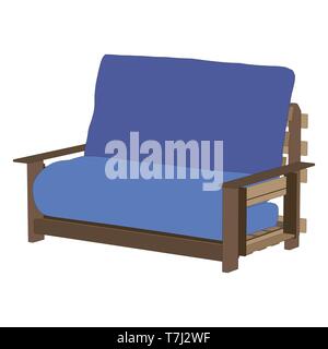Sofa blue furniture couch isolated interior modern vector illustration Stock Vector