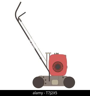 Lawn mower icon garden grass vector silhouette mowing illustration equipment isolated Stock Vector