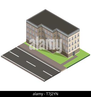 Isometric building city 3d icon vector design house illustration concept isolated Stock Vector