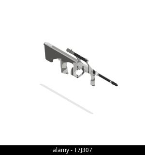 Rifle sniper isometric vector hunting gun illustration silhouette isolated icon assault weapon military Stock Vector