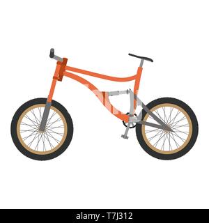 Bike mountain downhill orange vector flat icon bicycle illustration urban extreme Stock Vector