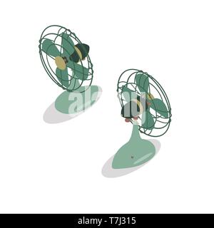 Fan isometric vector icon illustration design isolated symbol sign air silhouette Stock Vector