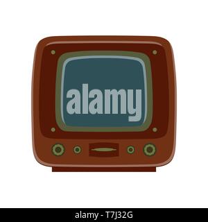 Tv retro television icon vector old vintage screen design technology media illustration Stock Vector