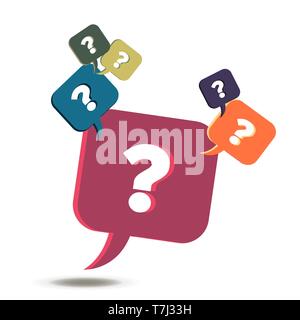 Vector information exchange FAQ icon, help question and mark info bubble. Flat design style isolated speech concept sign symbol social element simple  Stock Vector