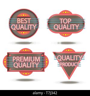 Badge retro vector stamp quality vintage label sticker design premium realistic isolated Stock Vector