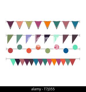 Bunting garland flag vector background birthday illustration carnival party decoration Stock Vector