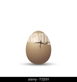Egg cracked easter vector crack white isolated shell illustration Stock Vector