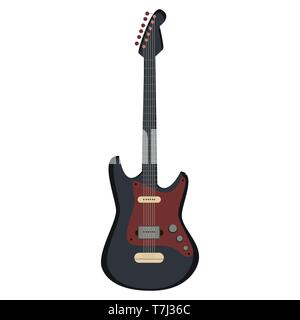 Guitar electric vector silhouette icon illustration. Rock music metal instrument sound. Stock Vector