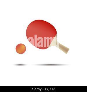 Ping pong tennis table racket vector icon ball isolated flat game Stock Vector