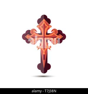 Cross vector red icon symbol sign isolated tick flat illustration Stock Vector