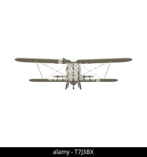 Biplane vintage airplane vector plane old retro propeller illustration isolated aircraft Stock Vector