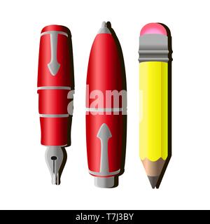 Writing pen vector pencil icon tools design isolated illustration Stock Vector