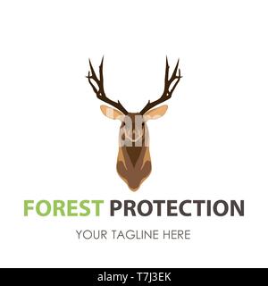 Deer head logo vector silhouette illustration animal design icon wild antlers sign stag Stock Vector