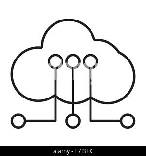 Icon line icons outline cloud set server web. Vector computer network internet computing thin Stock Vector