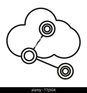 Cloud icon computing outline vector line computer upload web illustration linear server storage network data Stock Vector