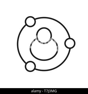 Icon line thin network vector set. Technology business internet data symbol social outline web global design Stock Vector