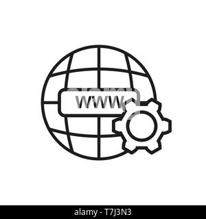 Icon outline line business work web vector. Internet design office working flat concept illustration career finance thin Stock Vector