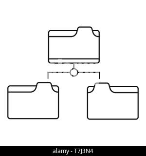 Folder icon outline file line vector document thin design paper symbol element stroke office Stock Vector