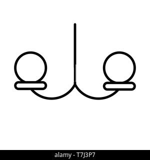 Chandelier line icon isolated on white background. Outline thin interior art pictogram bright vector. Stock Vector