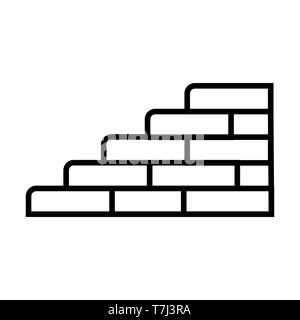 Stairs line icon isolated on white background. Outline thin black staircase vector. Stock Vector