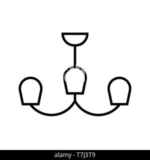 Chandelier line icon isolated on white background. Outline thin interior art pictogram bright vector. Stock Vector