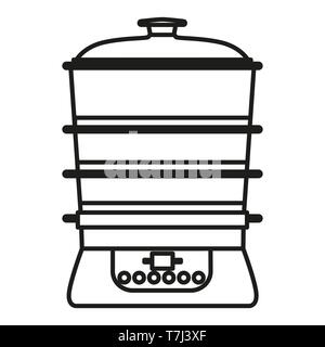 Kitchen steamer line icon isolated on white background. Outline thin logo cooking vector. Stock Vector