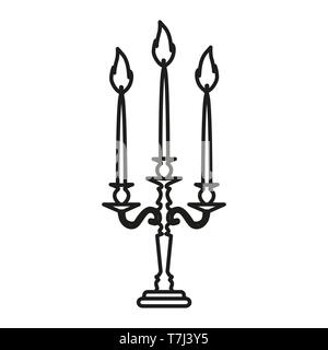 Candlestick line icon isolated on white background. Outline thin pictogram symbol vector. Stock Vector