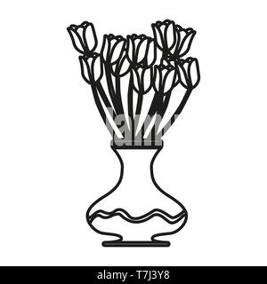 Vase line icon isolated on white background. Outline thin flower pottery vector. Stock Vector