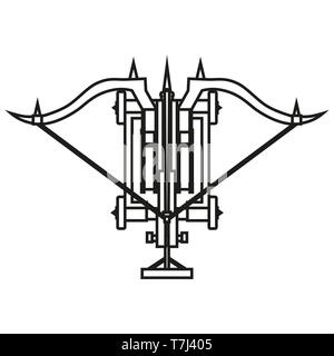 Catapult line icon isolated on white background. Outline thin pictogram art logo vector. Stock Vector