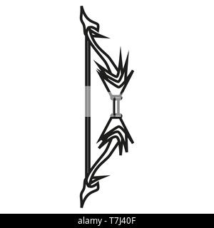 Arrow bow line icon isolated on white background. Outline thin black element logo vector. Stock Vector