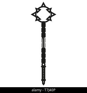 Mace line icon isolated on white background. Outline thin art pictogram symbol vector. Stock Vector