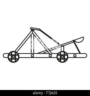 Catapult line icon isolated on white background. Outline thin pictogram art logo vector. Stock Vector