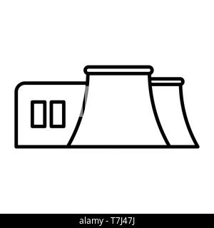 Factory line icon isolated on white background. Outline thin industrial manufacturing business vector. Stock Vector
