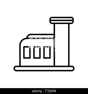 Factory line icon isolated on white background. Outline thin industrial manufacturing business vector. Stock Vector