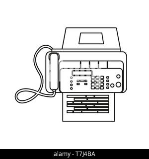Fax line icon isolated on white background. Outline thin business equipment pictogram vector. Stock Vector