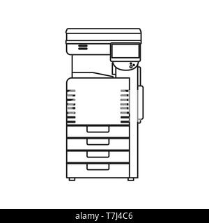 Printer  line icon isolated on white background. Outline thin business equipment technology vector. Stock Vector