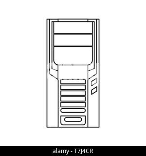 System unit line icon isolated on white background. Outline thin electric equipment vector. Stock Vector