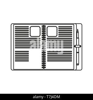 Notebook line icon isolated on white background. Outline thin education business sheet vector. Stock Vector