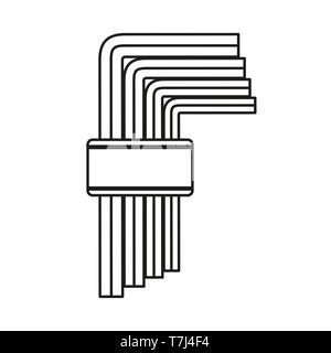 Allen wrench line icon isolated on white background. Outline thin industry equipment vector. Stock Vector