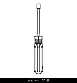Screw driver line icon isolated on white background. Outline thin industry element vector. Stock Vector