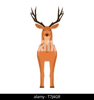 Deer front view vector symbol. Head mammal flat reindeer concept Stock Vector