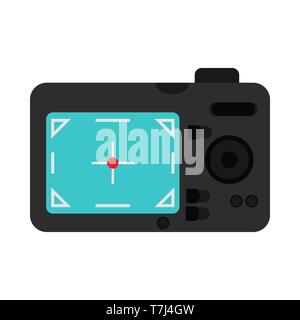 Photo camera back view technology sign. Vector flat equipment icon Stock Vector