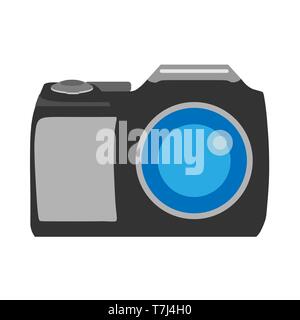 Photo camera front view photography sign. Flat vector device icon Stock Vector