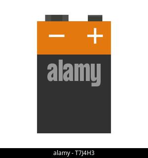 9v battery front view vector flat icon sign isolated on white Stock Vector