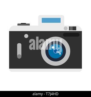 Photo camera front view photography sign. Flat vector device icon Stock Vector